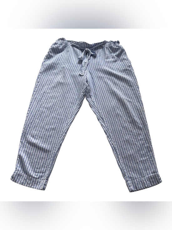 beachlunchlounge Pants - Beachlunchlounge Collection Women's Blue&White Striped Linen-Cotton Pants, XL
